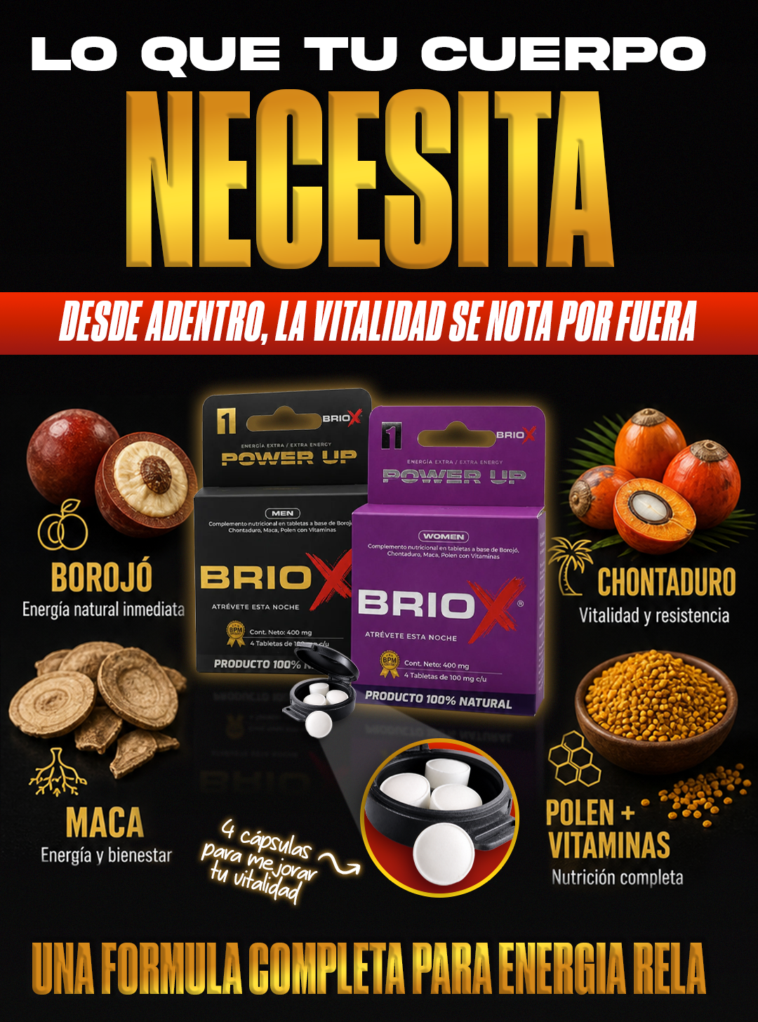 Lo que tu cuerpo necesita — ingredientes BrioX
